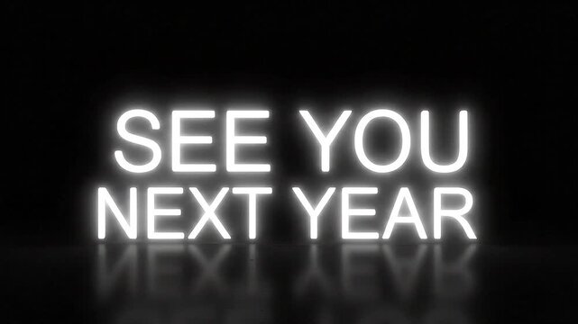 See You Next Year Neon Sign Animation on Black Background.
