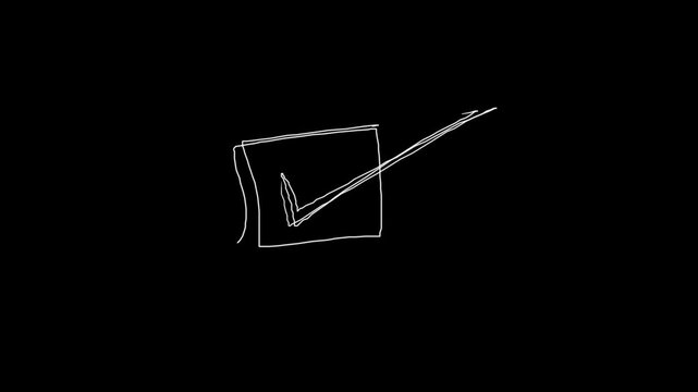 Scribble hand drawn check box on black