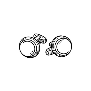 hand-drawn cufflinks black and white clip art preview