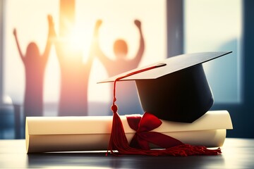 Graduation Silhouette with Cap Toss