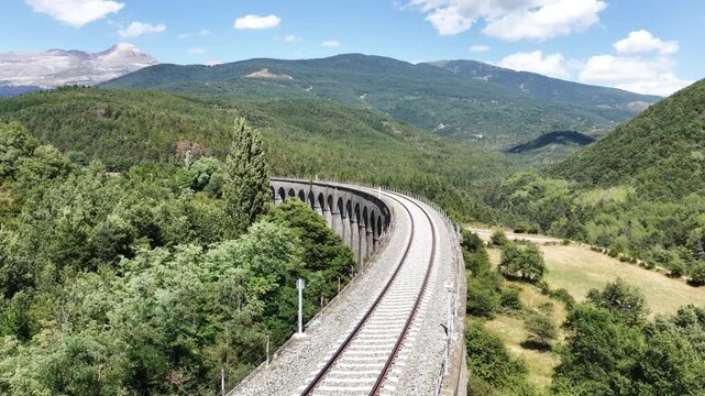 Begna viaduct railway bridge in the french alps on a sunny day
