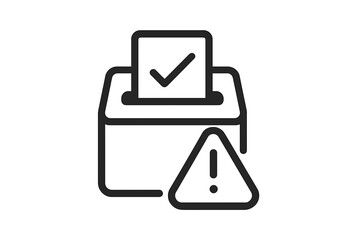 Secure Ballot Box with Warning Alert Icon Vector