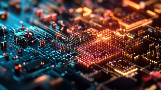 Futuristic Circuit Board - High Tech, AI, Motherboard