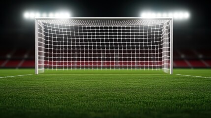 Fototapeta premium Soccer Goal, Football Pitch, Stadium Lights, Game Day