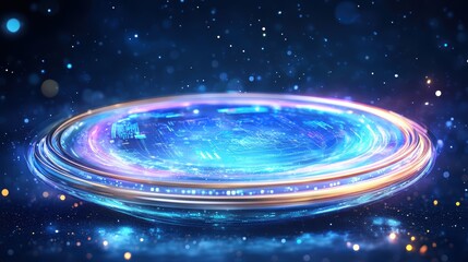 Obraz premium Tech Portal, Futuristic Stage, Data Hub, Abstract Glow