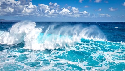 Fototapeta premium Dramatic ocean waves under a vibrant sky