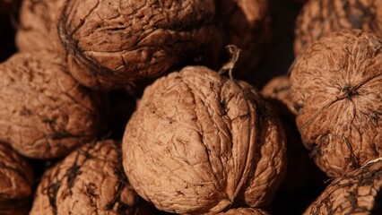 Dojrzałe orzechy włoskie w brązowej skorupie