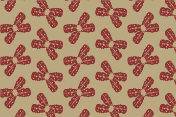 Abstract Organic Vector Pattern with Red Motifs on Beige Background