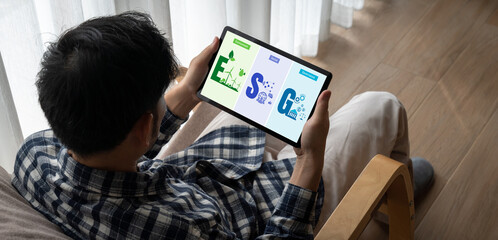 ESG environmental social governance policy for modish business to set a standard to achieve high...