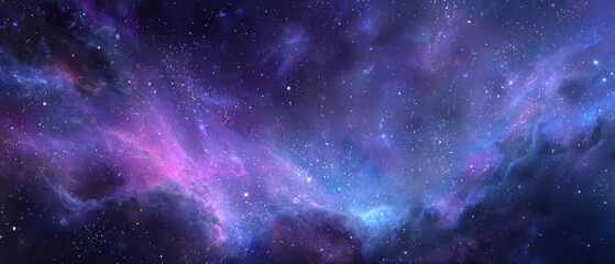 Obraz premium Abstract Cosmic Nebula, Vibrant Purple and Blue Hues.