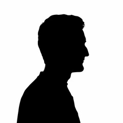 Striking Male Silhouette in Profile Facing Right on White