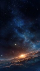 Celestial Sunrise - Ethereal Nebula and Golden Dawn over a Dreamlike Planet.