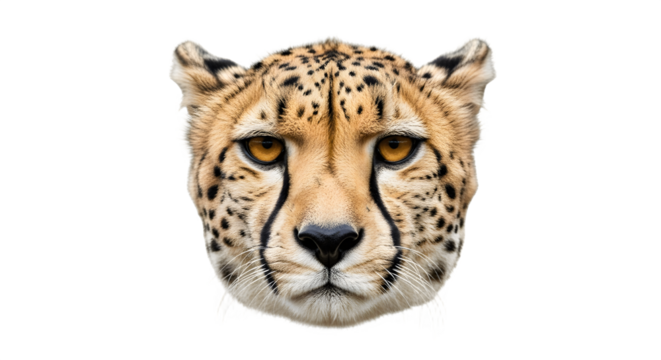 Cheetah face portrait displaying intense focus and detailed features.