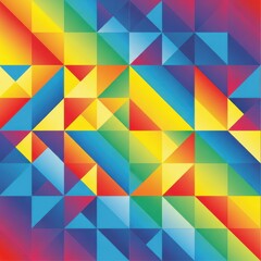 Fototapeta premium Photo of vibrant geometric abstract pattern with rainbow gradient triangles and squares