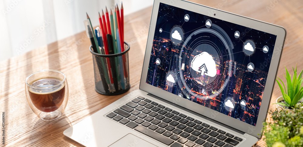Poster cloud computing software for modish remote work and personal data storage