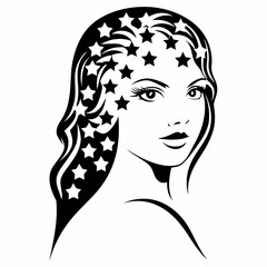 Creative Vector Silhouette of a Girl with Ornate Floral and Abstract Parts