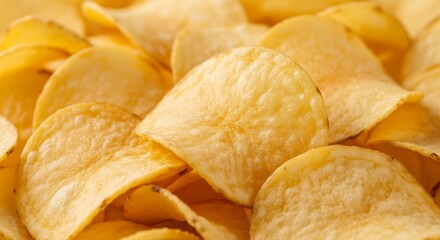 Crispy potato chips close up