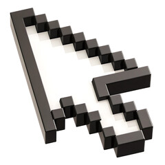 retro 3d pixel mouse cursor icon illustration isolated on white background, png, ai generated