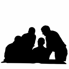 A Tight Group of Four Businessperson Silhouettes for Teamwork and Corporate Concepts