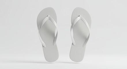 Minimalist White Flip-Flops - Clean, Isolated Beach Footwear on White Background.