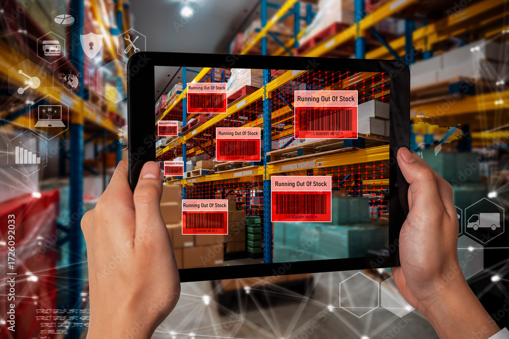 Poster smart warehouse management system using augmented reality technology to identify package picking and