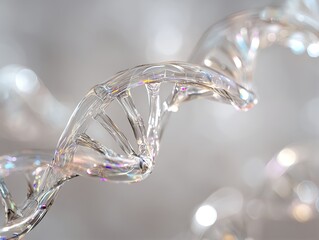 Fototapeta premium Translucent dna helix with glass reflections and soft diffused light