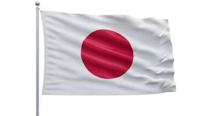 Japanese flag waving proudly in the wind.