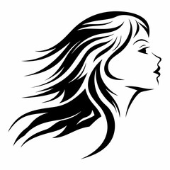 Minimalist Vector Silhouette of a Girl with Long Hair