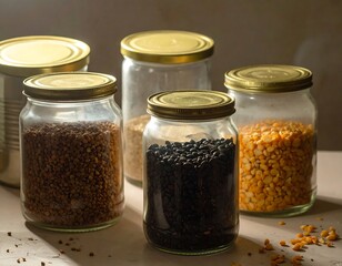 Gourmet Grains and Legumes in Glass Storage