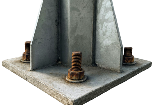 Large Industrial Steel Beam With Bolts And Rust Detail Close Up Of Heavy Duty Construction Base Support Structure