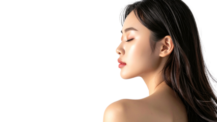 Radiant glowing scratchy textured skin profile with closed eyes in morning sunlight symbolizing hope, resilience, and transformation