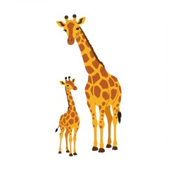 Giraffe with long neck standing tall. African wild animal illustration isolated on white background. Perfect for wildlife, safari, zoo, education, and nature design.