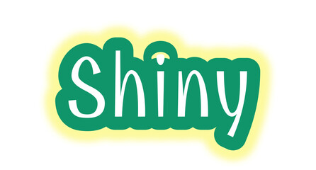 Shiny playful typography with bold white letters, green background, and yellow glow effect, ideal for cheerful branding, vibrant seasonal design, or digital art projects with a bright and fun aestheti