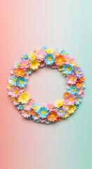 Colorful paper flower wreath