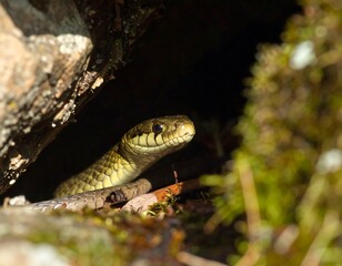 Hidden Reptile Among Forest Debris Close-up
