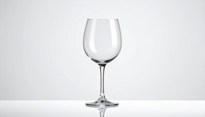 Empty clear wine glass with stem against a bright white background studio shot