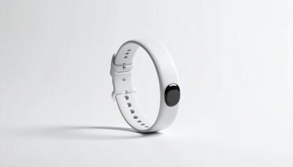 A sleek white fitness tracker worn on the wrist, showcasing its modern design and technology