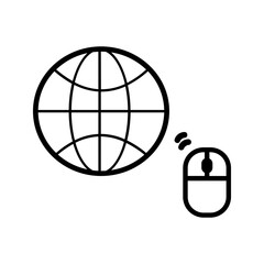 Simple browser black silhouette icon in a clean flat style, featuring a minimalist vector outline of a web page or internet window. Ideal for concepts of website, online search, internet browsing, dig