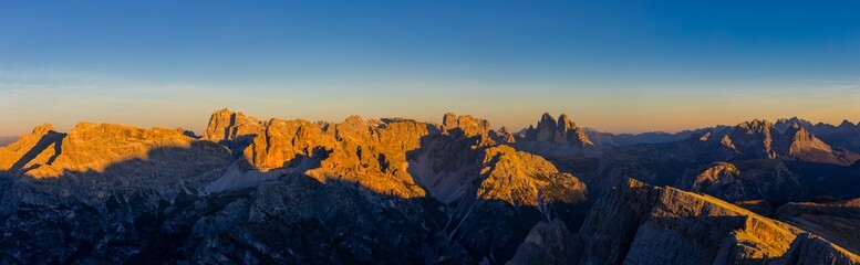 Panorama of Alps mountains on a sunny day. High resolution widescreen panorama of mountain...