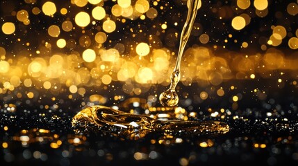Golden liquid drop macro