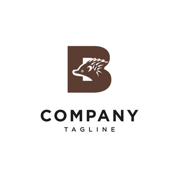 Letter B Echidna Logo Icon Vector