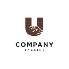 Letter U Echidna Logo Icon Vector