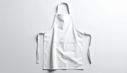 Blank white bib apron mockup isolated on a clean background, a template for chef uniform or culinary branding design with a front pocket