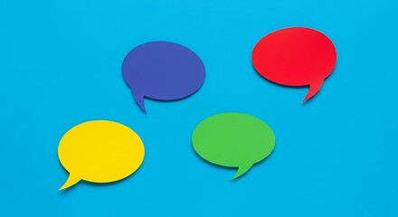 Colorful speech bubbles on blue