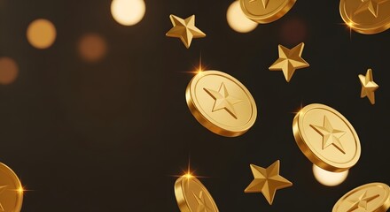 Falling gold coins and stars