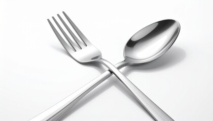 Silverware Cross A Detailed Studio Shot of a Fork and Spoon, Isolated on White