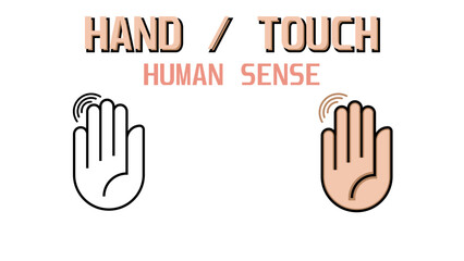Touch Human Sense, Open human hand palm with fingers, Hand and fingers, Color Filled and Outline Style, Human palm Vector Illustration (EPS 10).