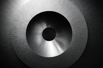 Abstract Circular Metal Object with Dramatic Lighting and Shadow Play.