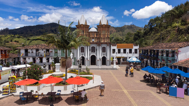 El Peñol, Antioquia, Colombia. August 12, 2025. Replica of old Peñol for years has become a tourist meeting point for many visitors.