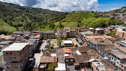 Granada, Antioquia - Colombia. June 28, 2025. Aerial view from a drone. Municipality with 9,204 inhabitants.